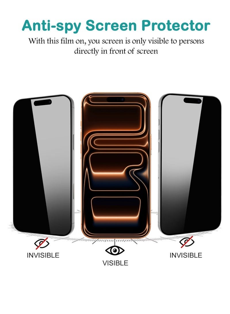مستقبل نوفا تتضمن مجموعة الحماية 1+1 لهاتف Apple iPhone 17 Pro Max واقي عدسة الكاميرا المعدني [مقاوم للسقوط، تغطية كاملة - أبيض] + واقي شاشة الخصوصية [صلابة 9H، زاوية حجب الشاشة 28 درجة، مقاوم للخدش]. - Image 3